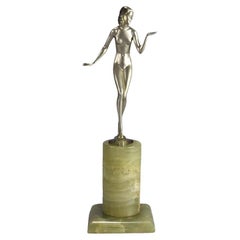 Early 20th Century Cold-Painted Bronze Entitled "Art Deco Lady" by Josef Adolf