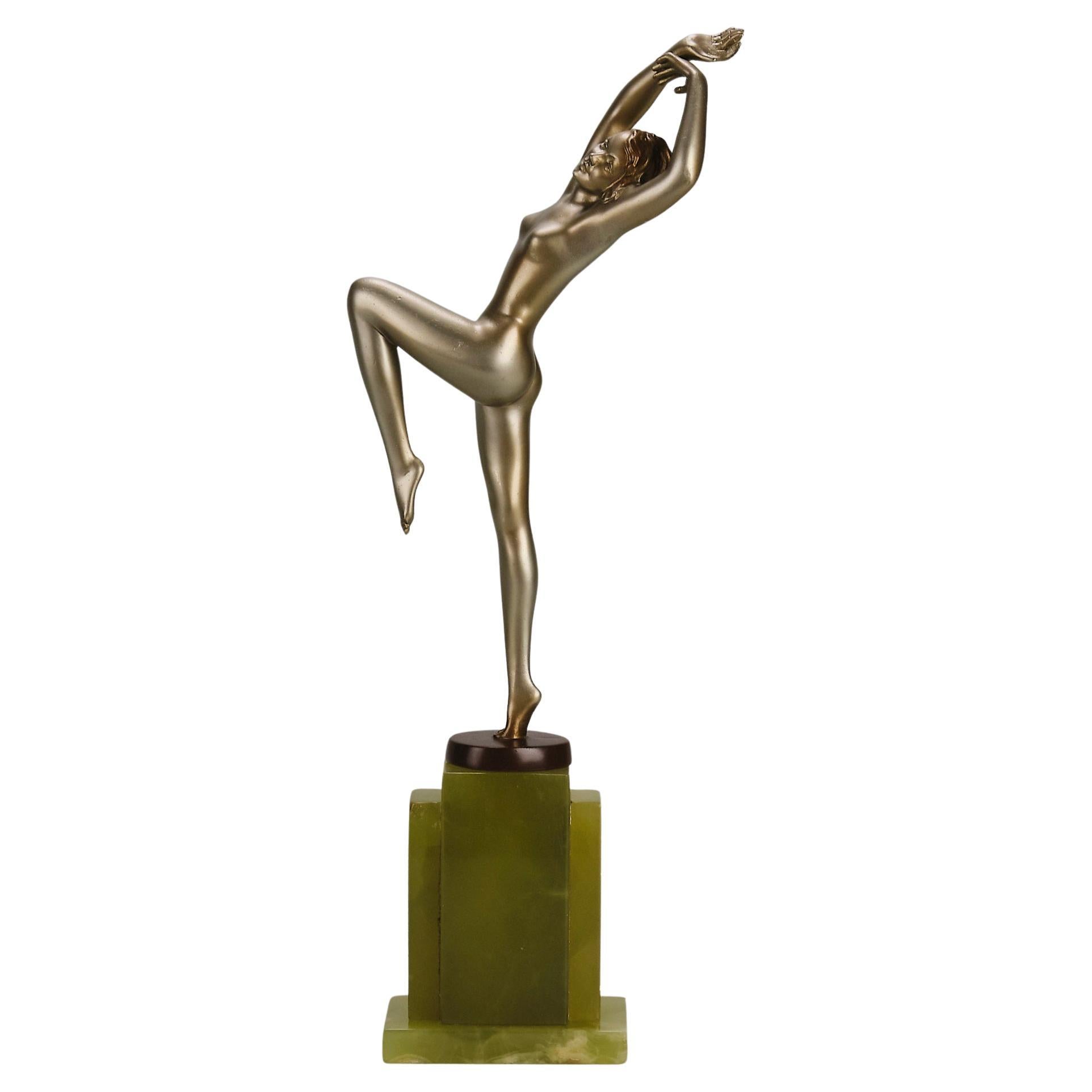 Early 20th Century Cold-Painted Bronze entitled "Bella" by Josef Lorenzl For Sale