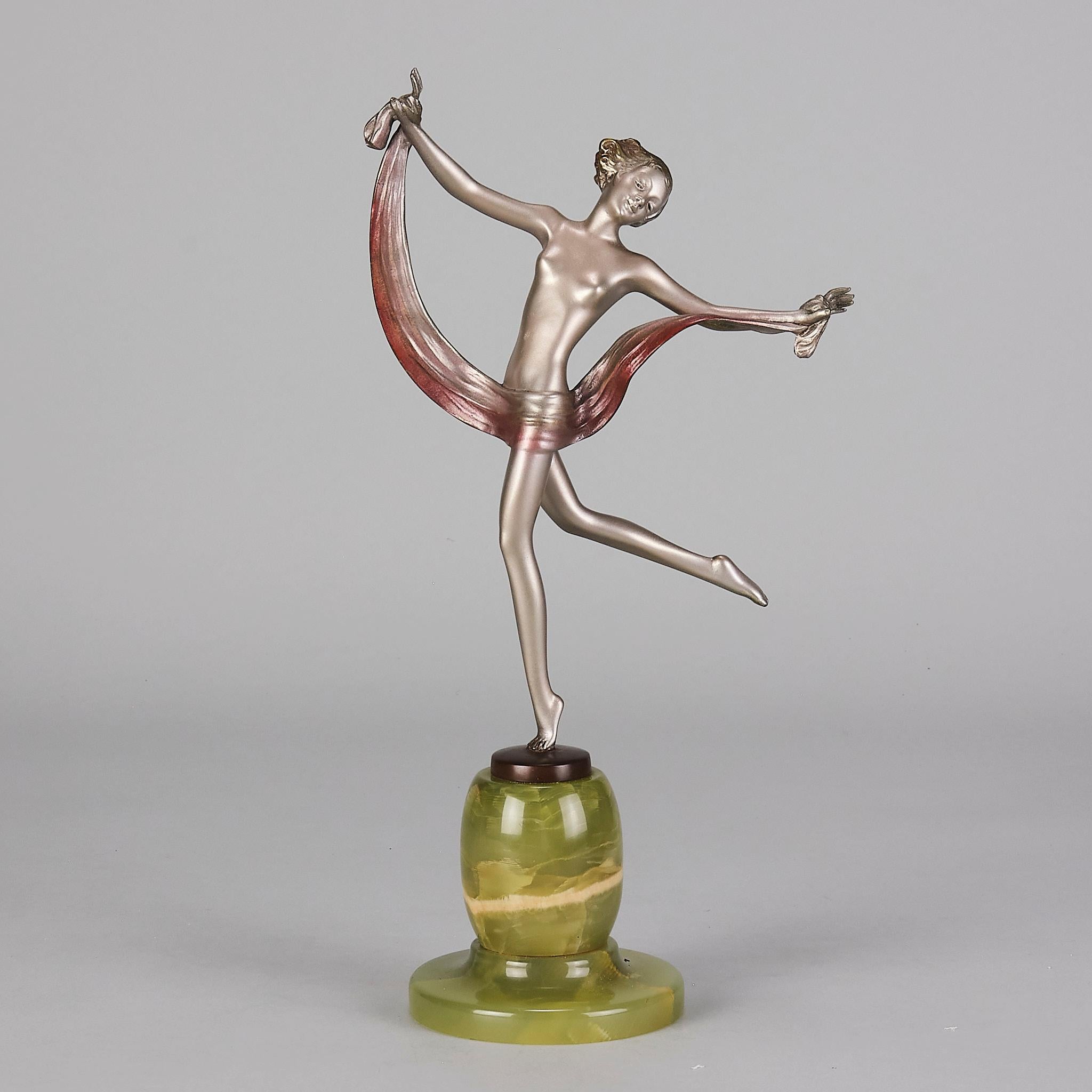 Art Deco Early 20th Century Cold-Painted Bronze entitled 