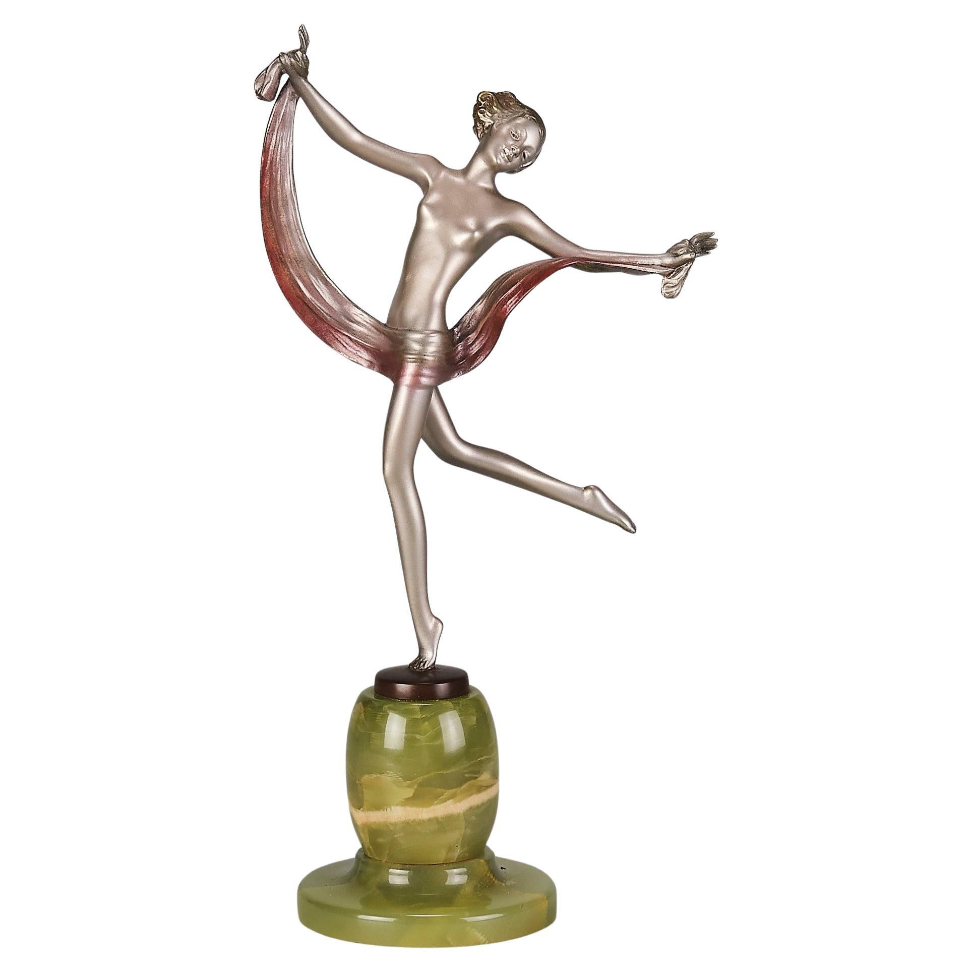 Bronze peint à froid du début du 20e siècle intitulé "Carla" par Josef Lorenzl