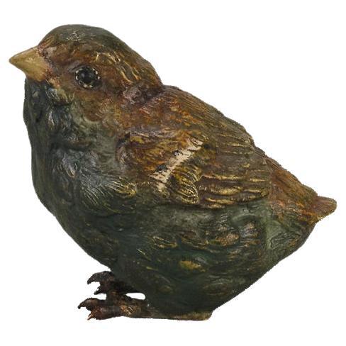 Early 20th Century Cold-Painted Bronze entitled "Chick I" by Franz Bergman