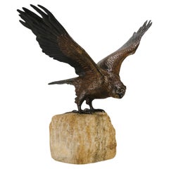 Early 20th Century Cold-Painted Bronze entitled "Eagle" by Franz Bergman