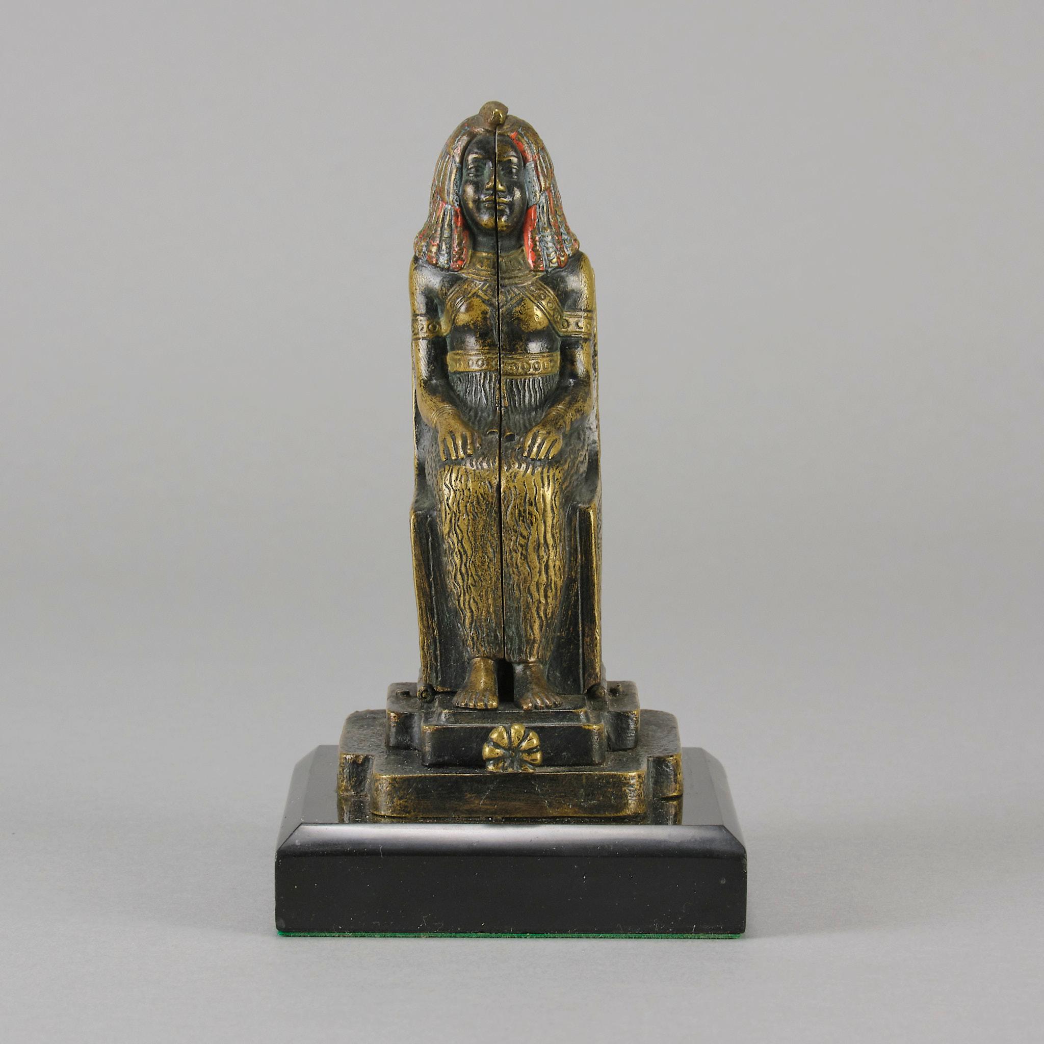 Cold-bemalte Bronze des frühen 20. Jahrhunderts mit dem Titel Ägyptische Gottheit von Franz Bergman (Österreichisch) im Angebot