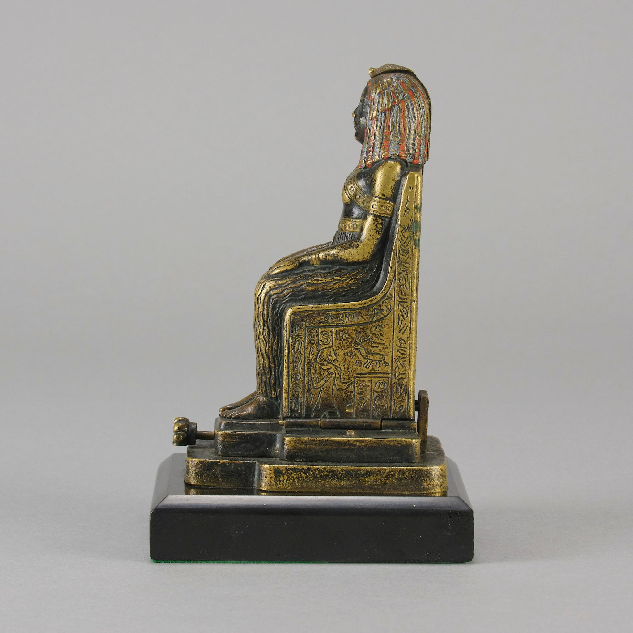 Early 20th Century Cold-Painted Bronze Entitled Egyptian Deity by Franz Bergman For Sale 2