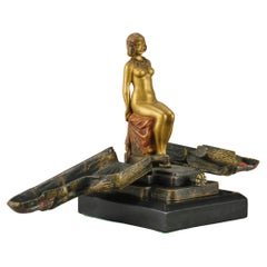 Early 20th Century Cold-Painted Bronze Entitled Egyptian Deity by Franz Bergman