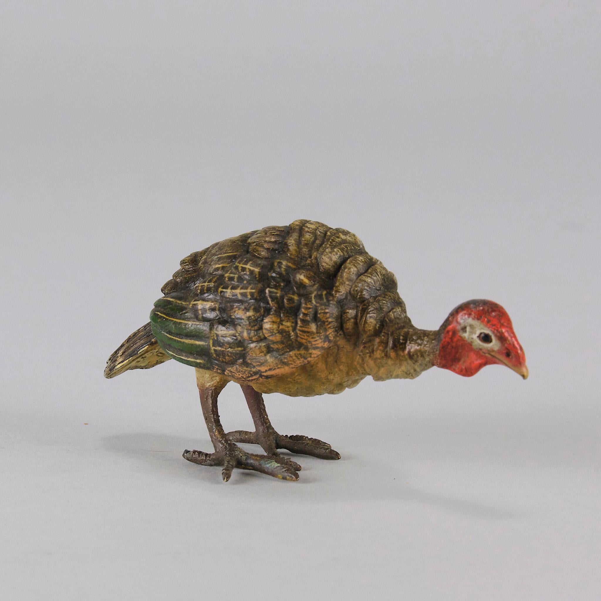 Cold-bemalte Bronze des frühen 20. Jahrhunderts mit dem Titel „Feeding Turkey“ von Bergman im Angebot 4