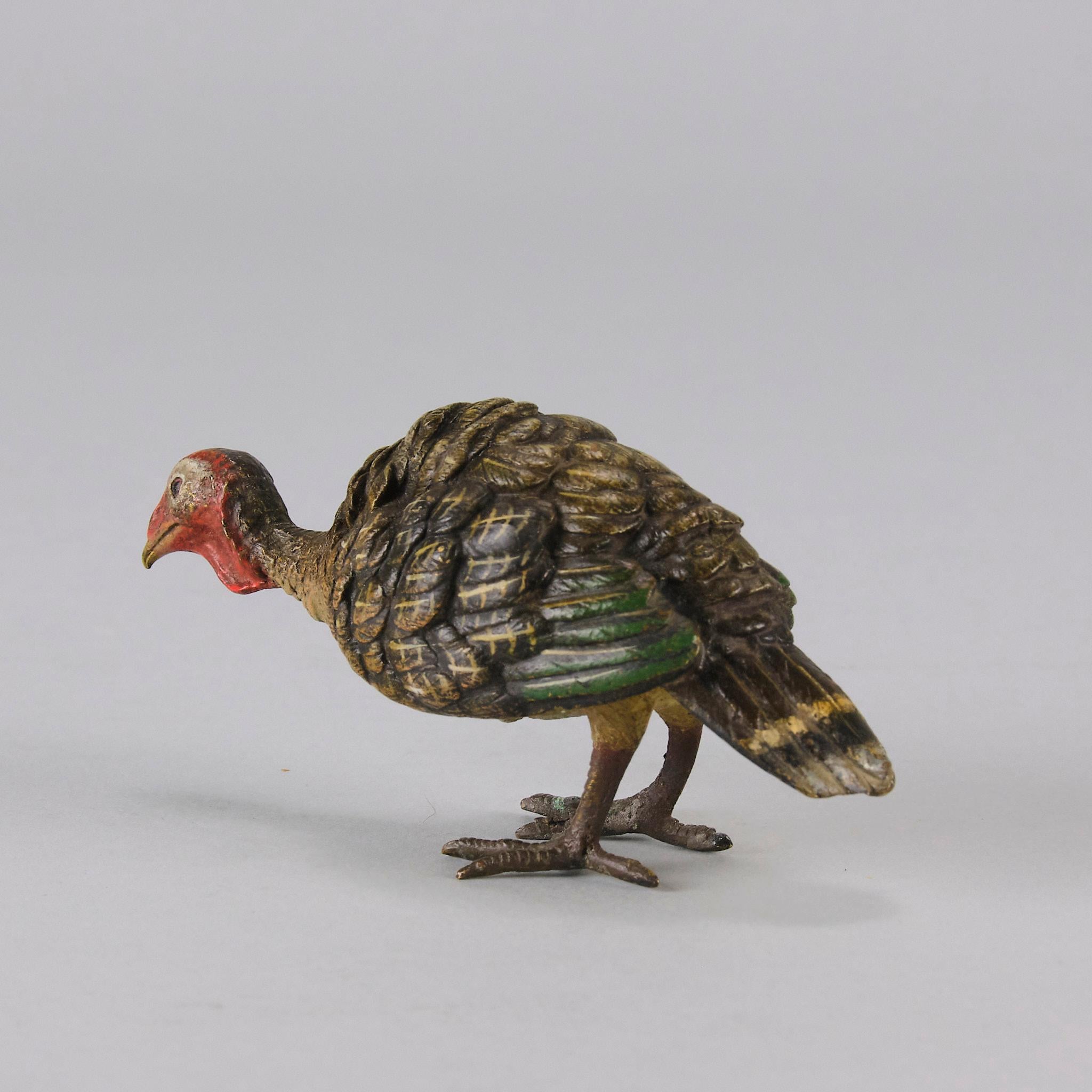 Cold-bemalte Bronze des frühen 20. Jahrhunderts mit dem Titel „Feeding Turkey“ von Bergman im Zustand „Hervorragend“ im Angebot in London, GB