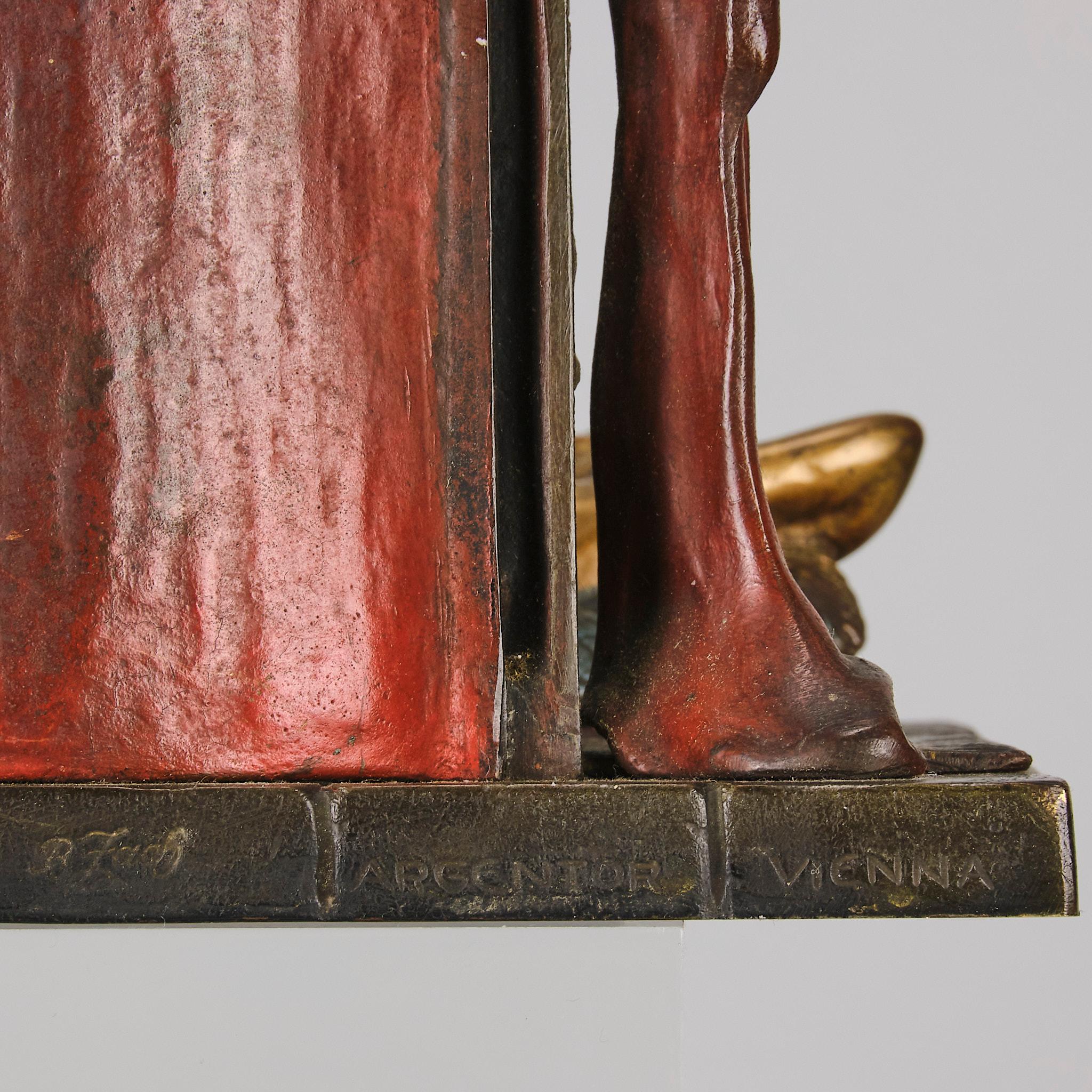  Lampe en bronze peinte à froid intitulée « Harem Lamp » par Bruno Zach, début du XXe siècle en vente 3
