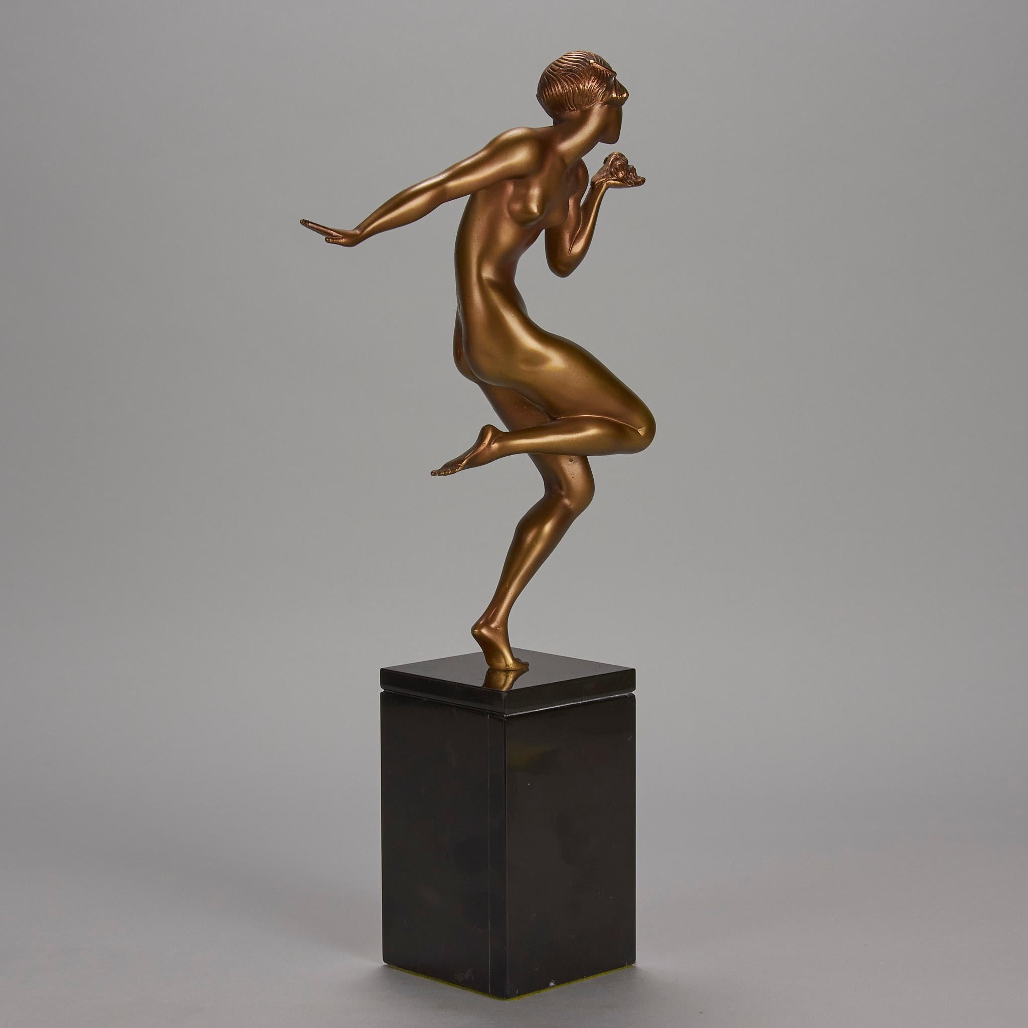 Cold-Painted Bronze des frühen 20. Jahrhunderts mit dem Titel „Printemps“ von Gauthier (Art déco) im Angebot