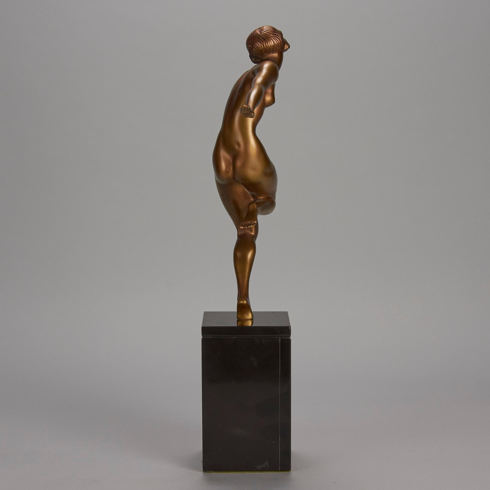 French Early 20th Century Cold-Painted Bronze Entitled 