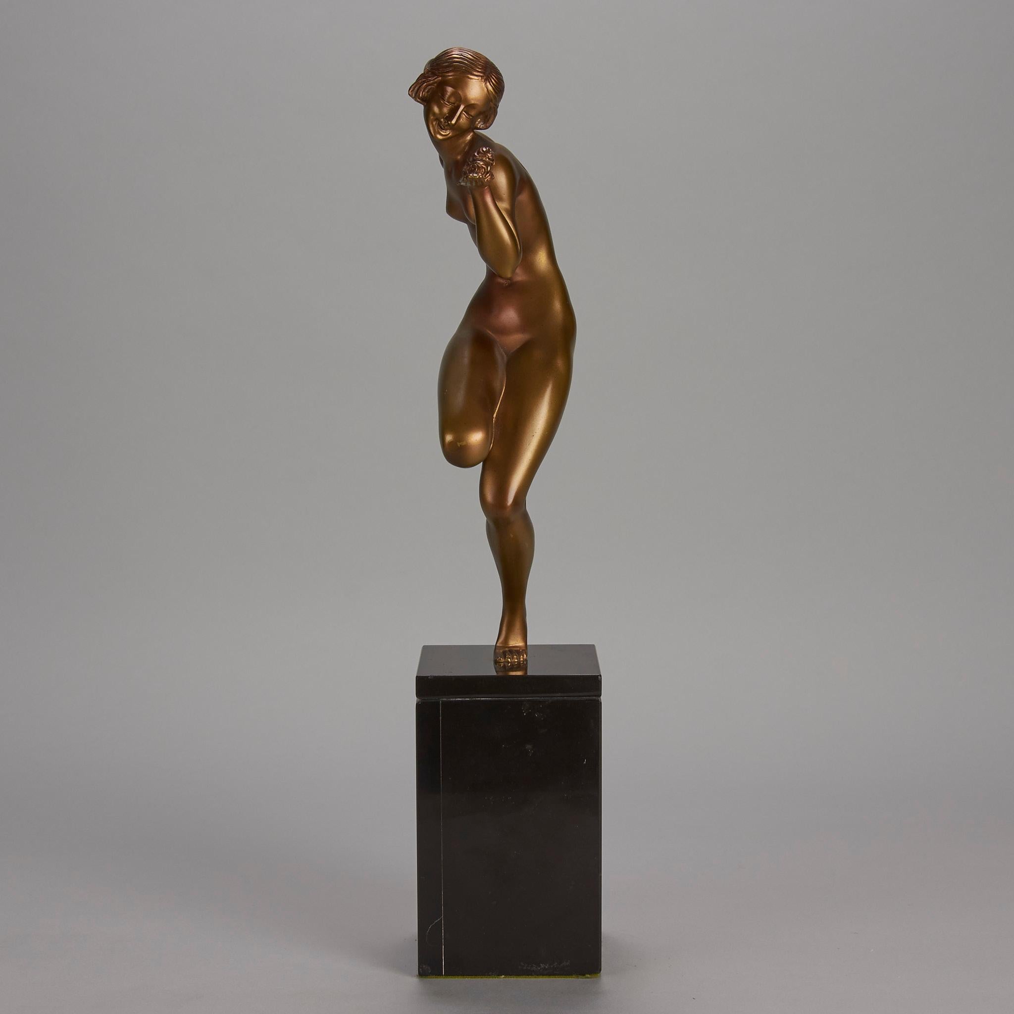 Cold-Painted Bronze des frühen 20. Jahrhunderts mit dem Titel „Printemps“ von Gauthier im Angebot 2