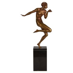 Early 20th Century Cold-Painted Bronze Entitled "Printemps" by Gauthier