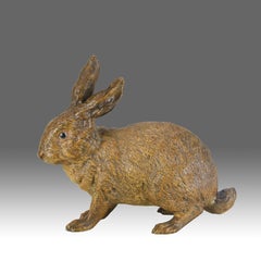 Early 20th Century Cold-Painted Bronze entitled "Rabbit" by Franz Bergman