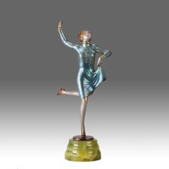 Early 20th Century Cold-Painted Bronze entitled "Running Girl" by Josef Lorenzl