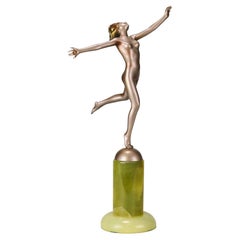 Early 20th Century Cold-Painted Bronze Entitled "Running Girl" by Josef Lorenzl