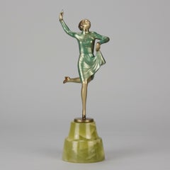 Cold-bemalte Bronze des frühen 20. Jahrhunderts mit dem Titel „Läufermädchen“ von Josef Lorenzl