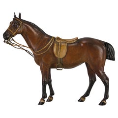Antique Early 20th Century Cold-Painted Bronze entitled "Saddled Horse" by Franz Bergman