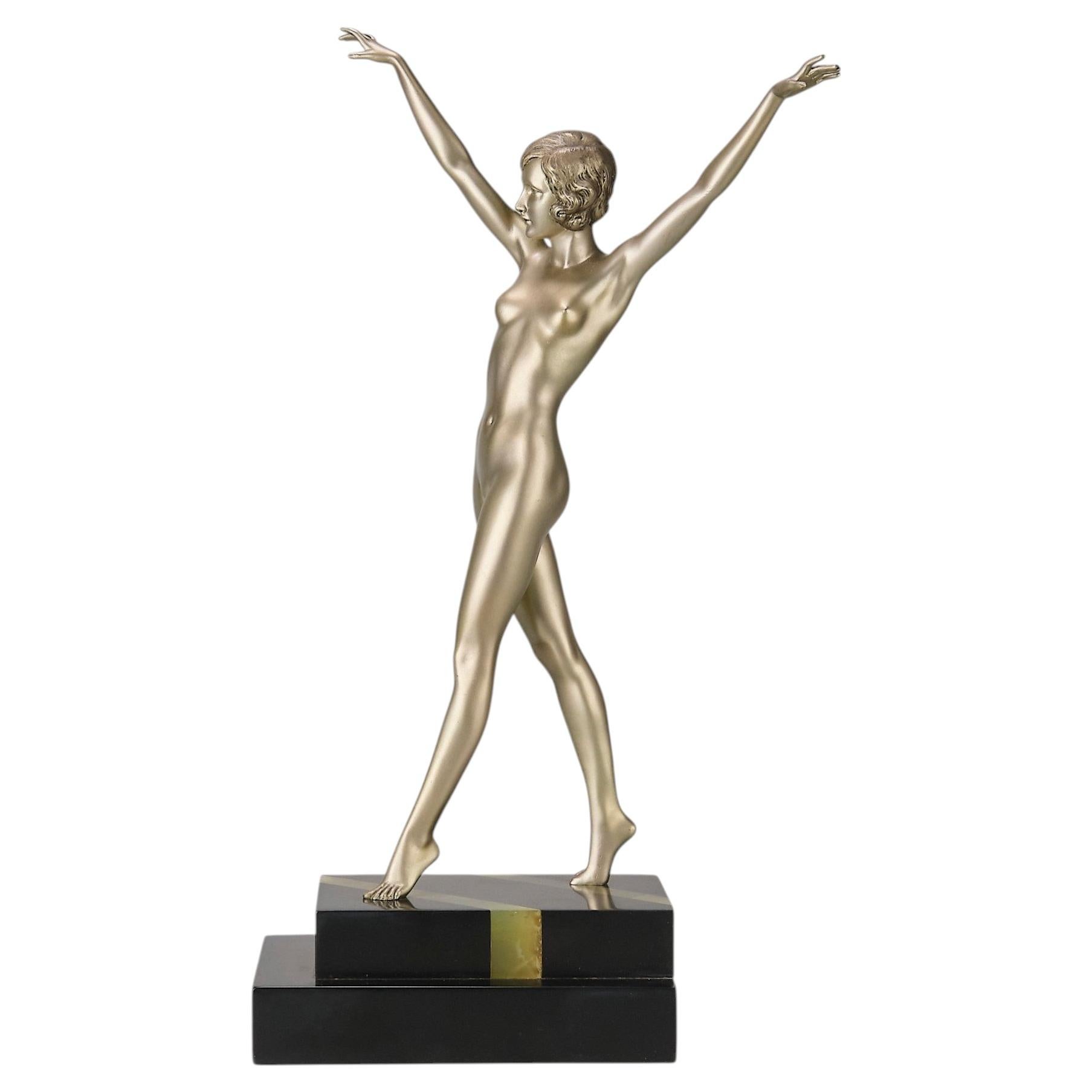 Early 20th Century Cold-Painted Bronze entitled “Tanzerin” by Ferdinand Preiss