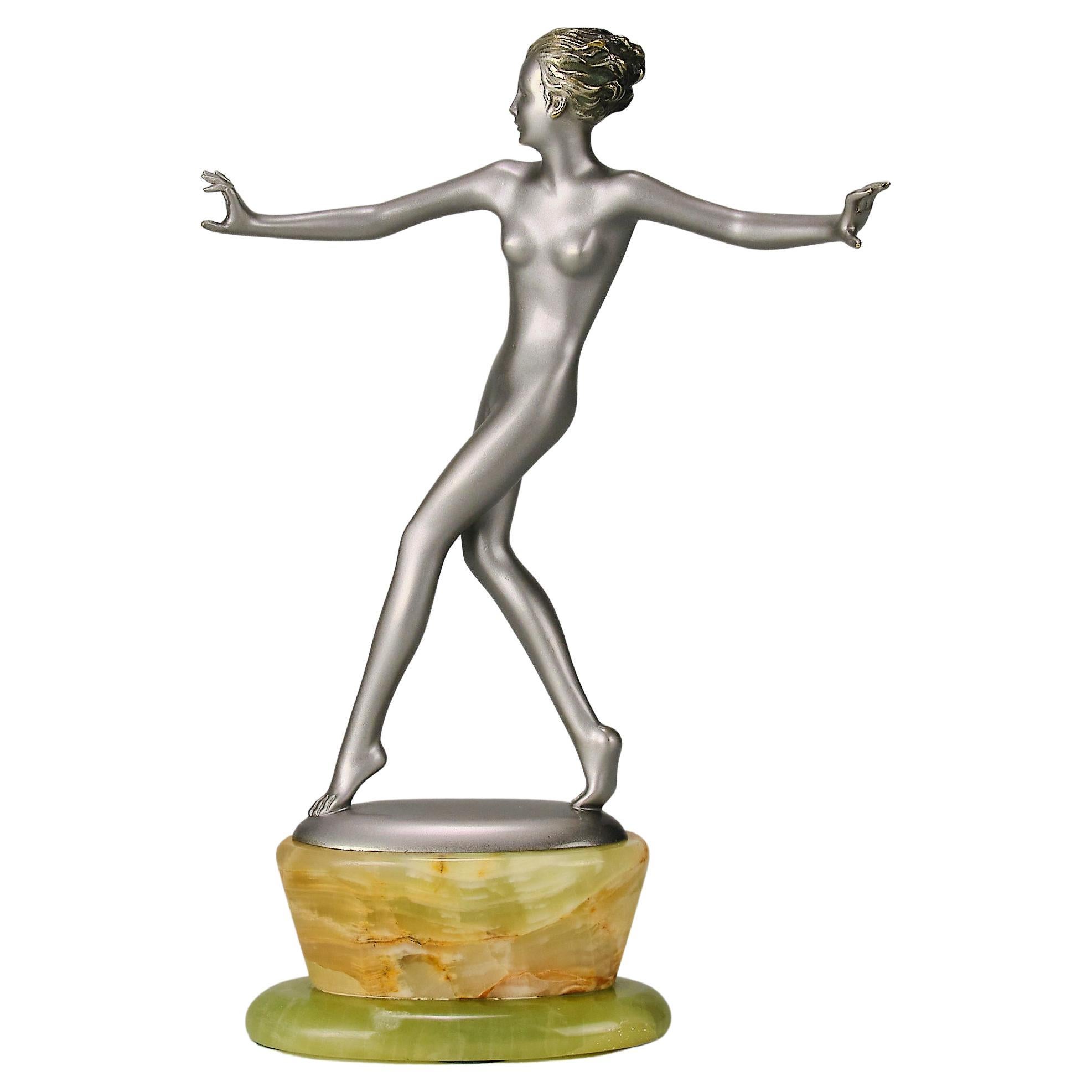 Early 20th Century Cold-Painted Bronze Entitled "Veronica" by Josef Lorenzl For Sale