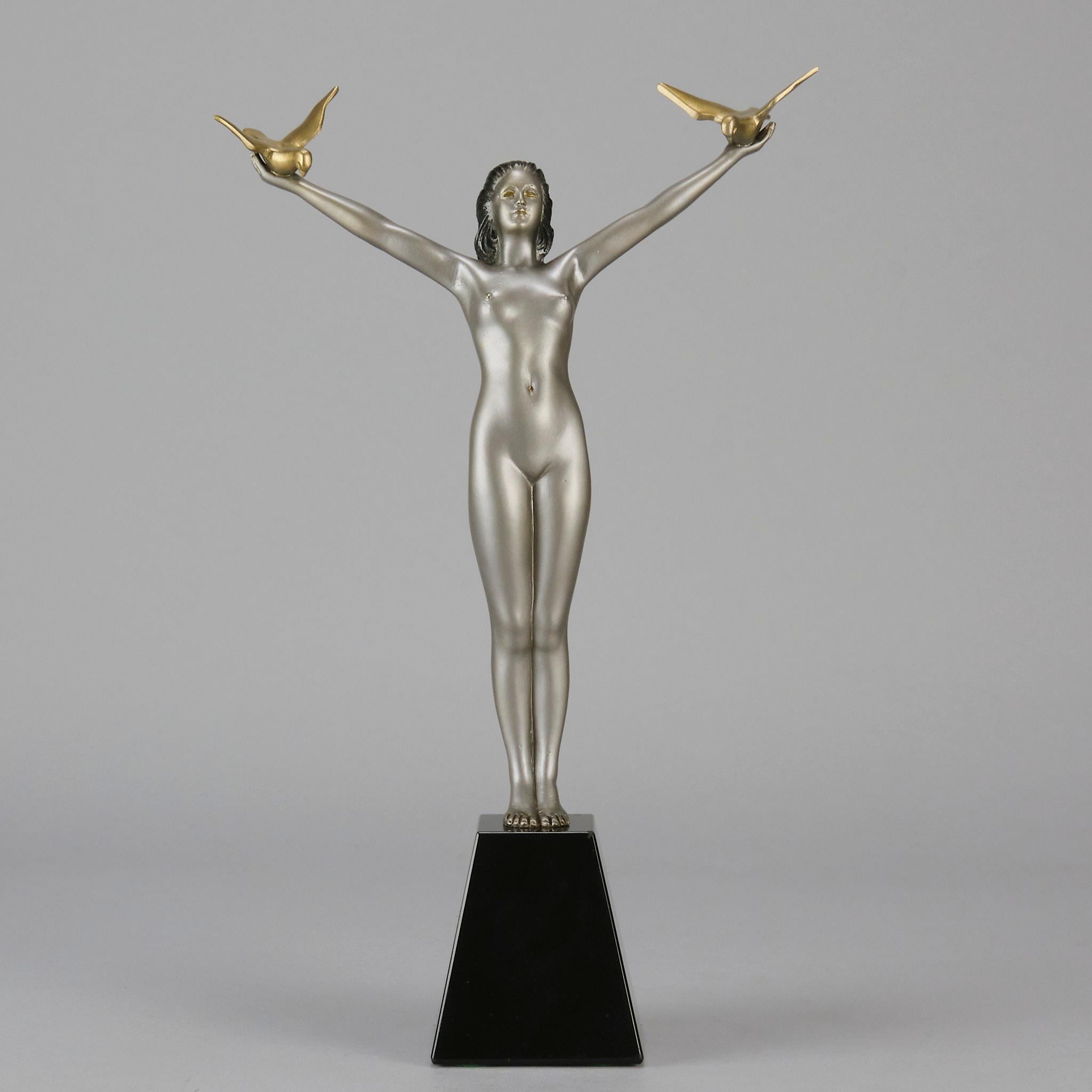 Art Déco Bronzo dipinto a freddo dei primi del Novecento 
