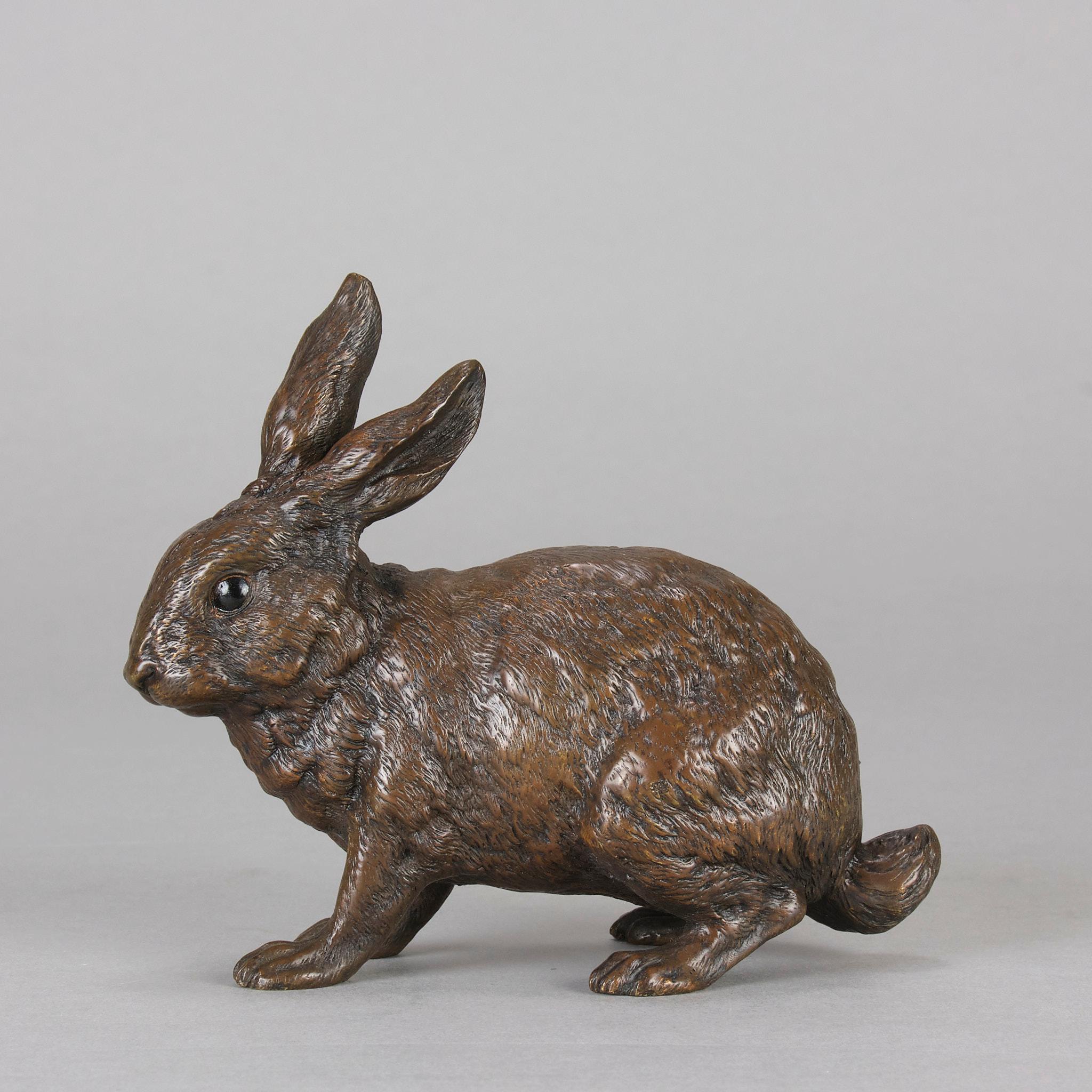 Cold-bemalte Bronze „Rabbit“ von Franz Bergman aus dem frühen 20. Jahrhundert (Art nouveau) im Angebot