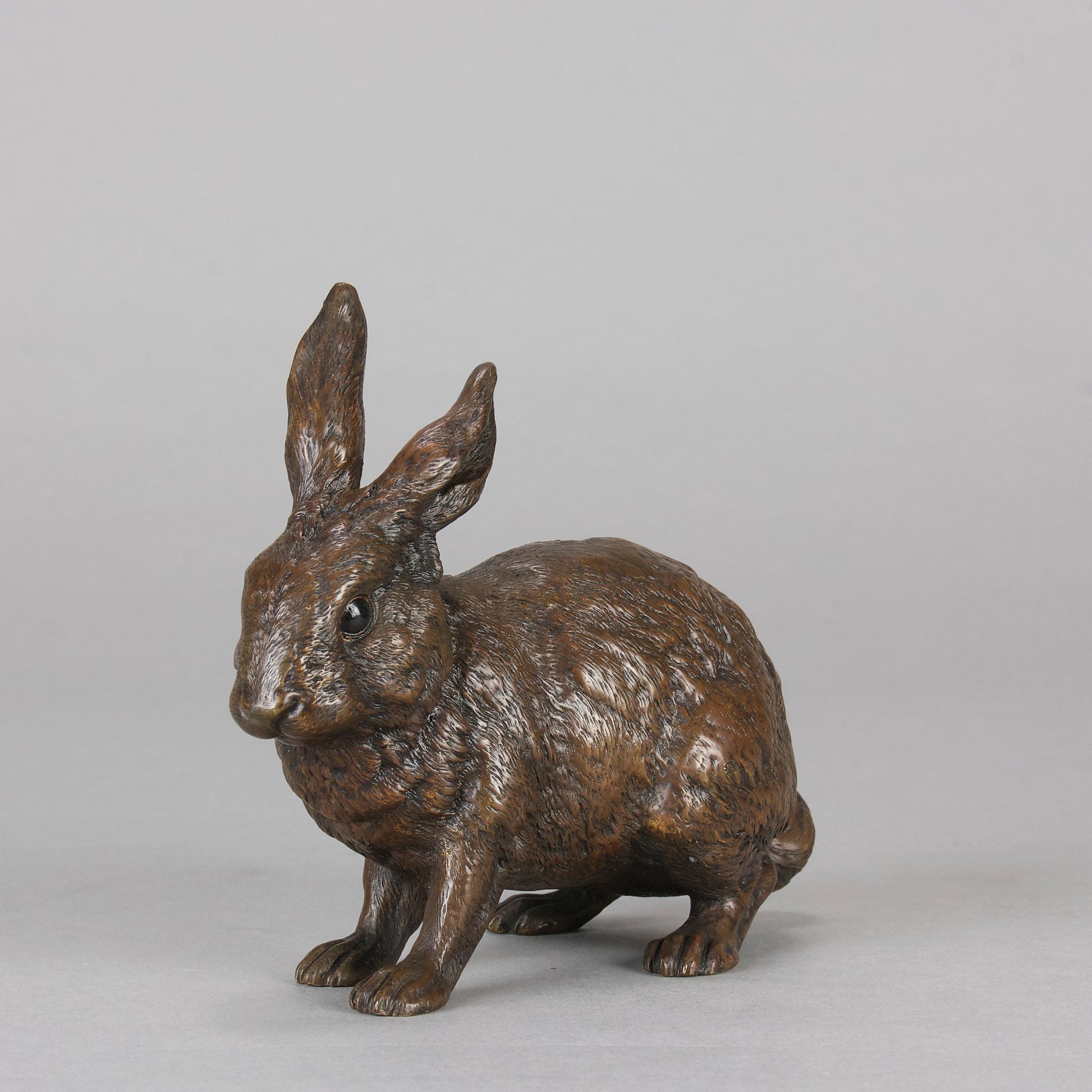 Cold-bemalte Bronze „Rabbit“ von Franz Bergman aus dem frühen 20. Jahrhundert (Österreichisch) im Angebot