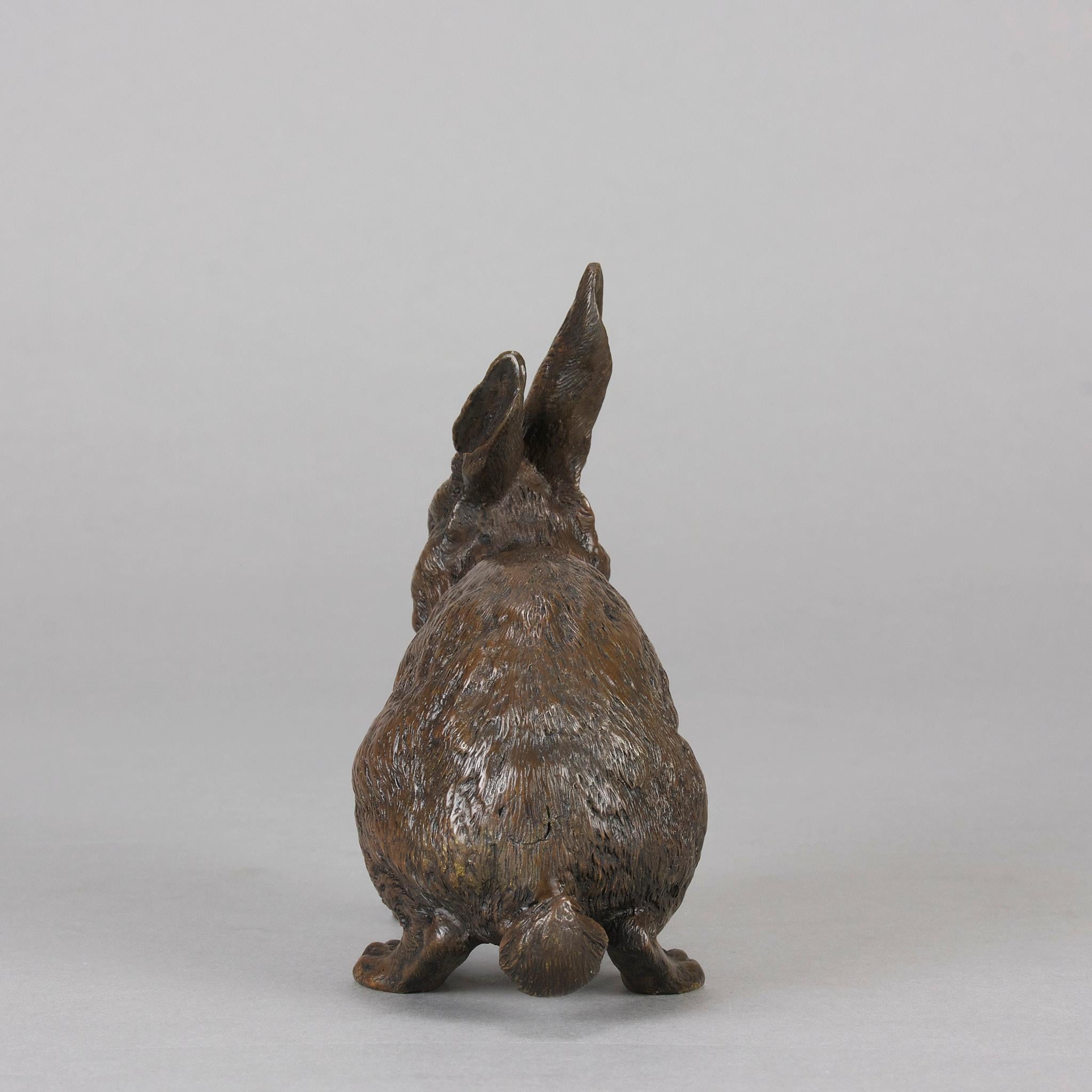 Cold-bemalte Bronze „Rabbit“ von Franz Bergman aus dem frühen 20. Jahrhundert im Angebot 3