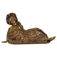 Early 20th Century Cold-Painted Bronze "Reclining Lady" by Jennings Brothers