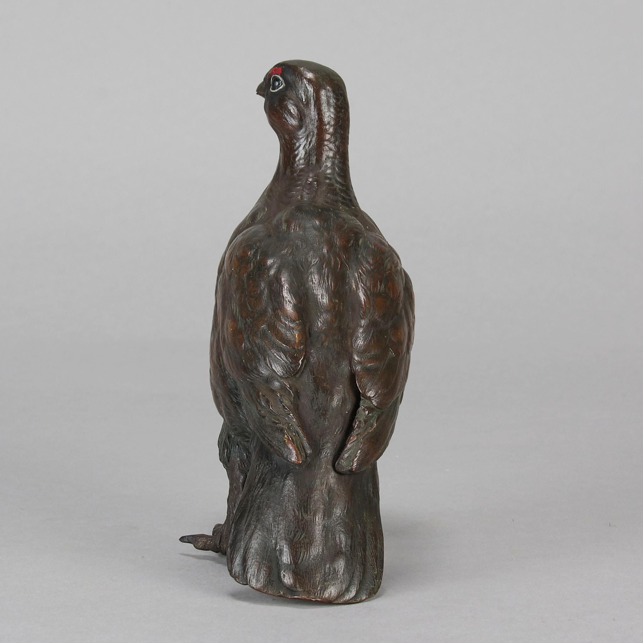 Cold-bemalte Bronze „Red Grouse“ von Franz Bergman aus dem frühen 20. Jahrhundert im Angebot 3