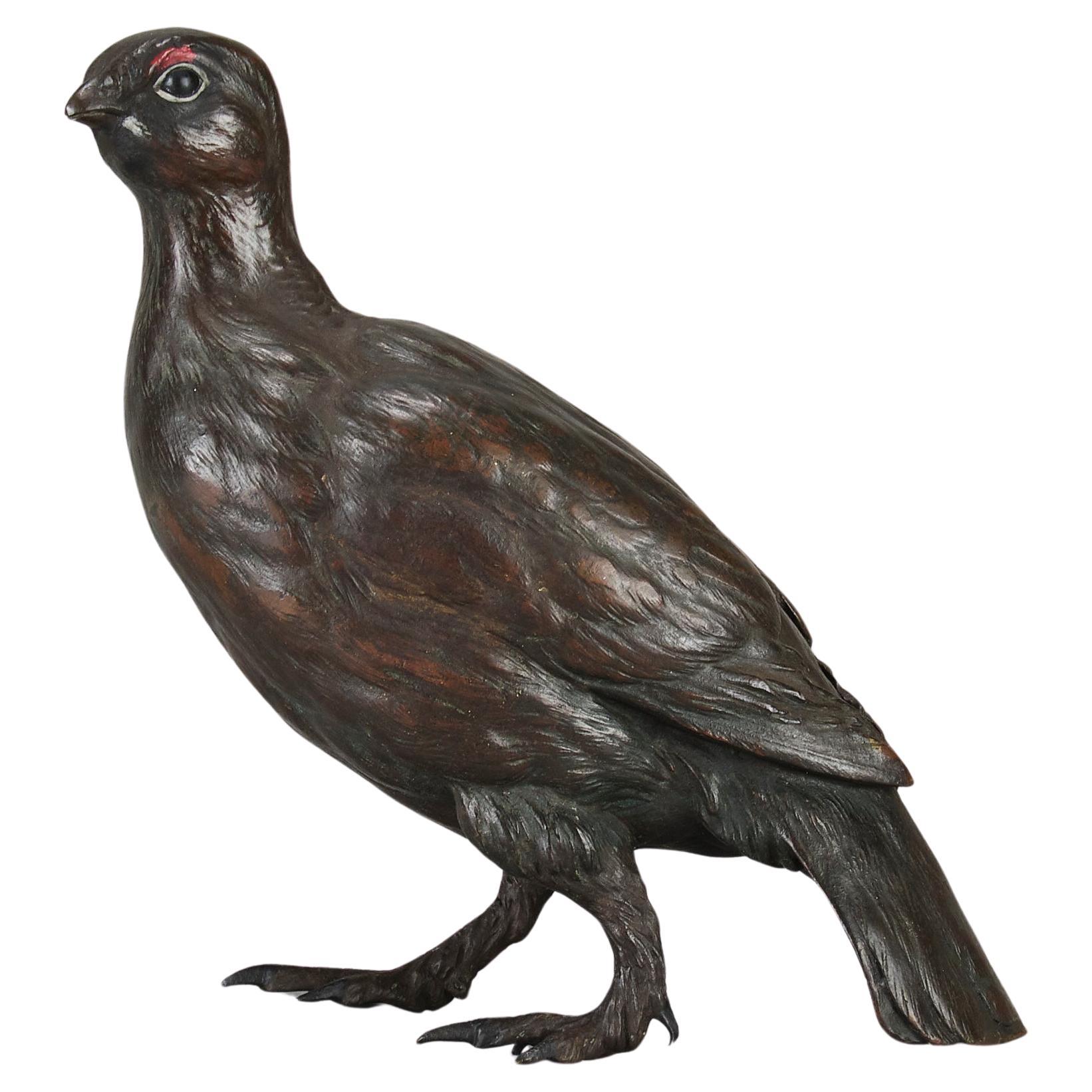 Early 20th Century Cold-Painted Bronze "Red Grouse" by Franz Bergman For Sale