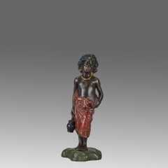 Early 20th Century Cold-Painted Bronze Sculpture "Arab Girl" by Franz Bergman