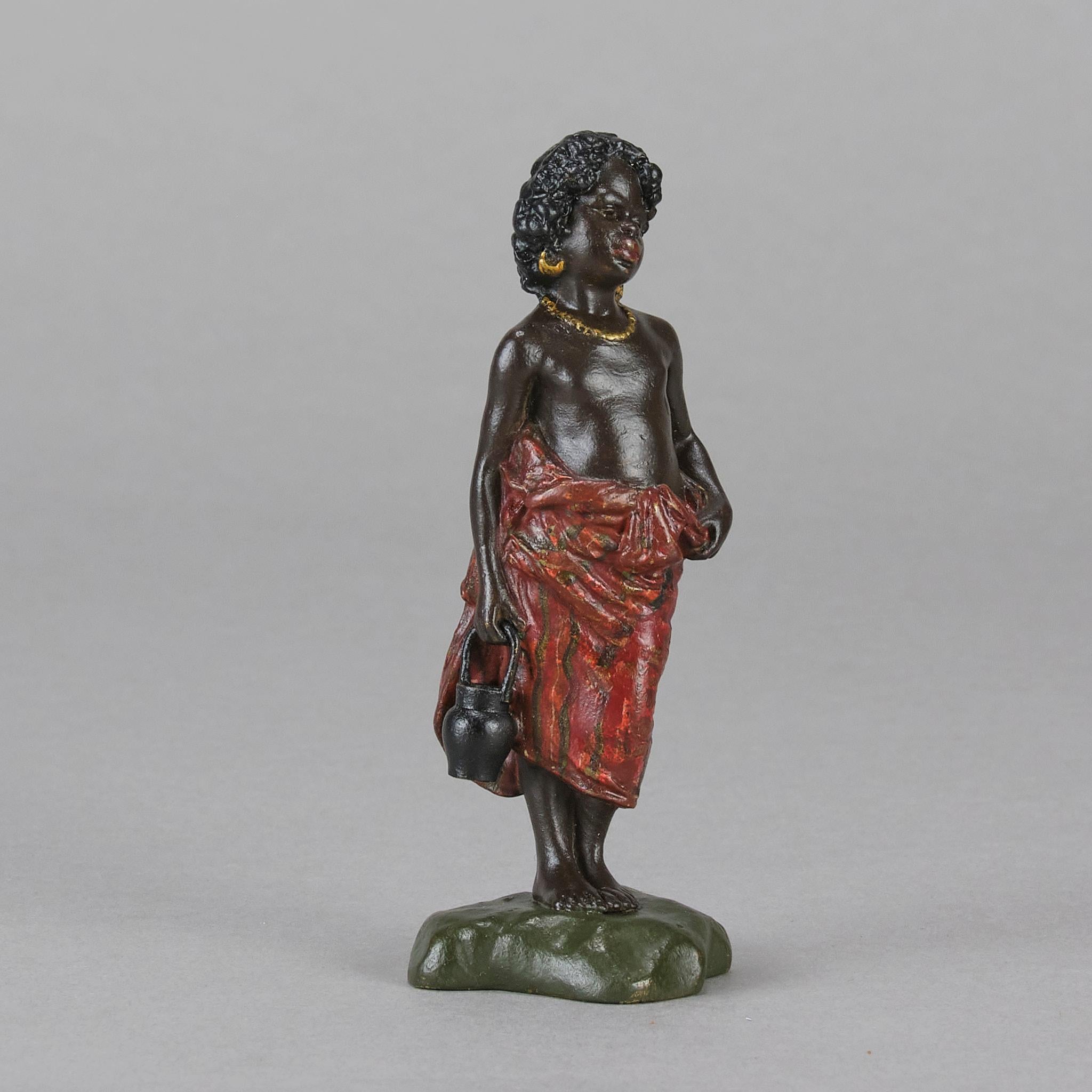 Autrichien Sculpture en bronze du début du 20e siècle peinte à froid 