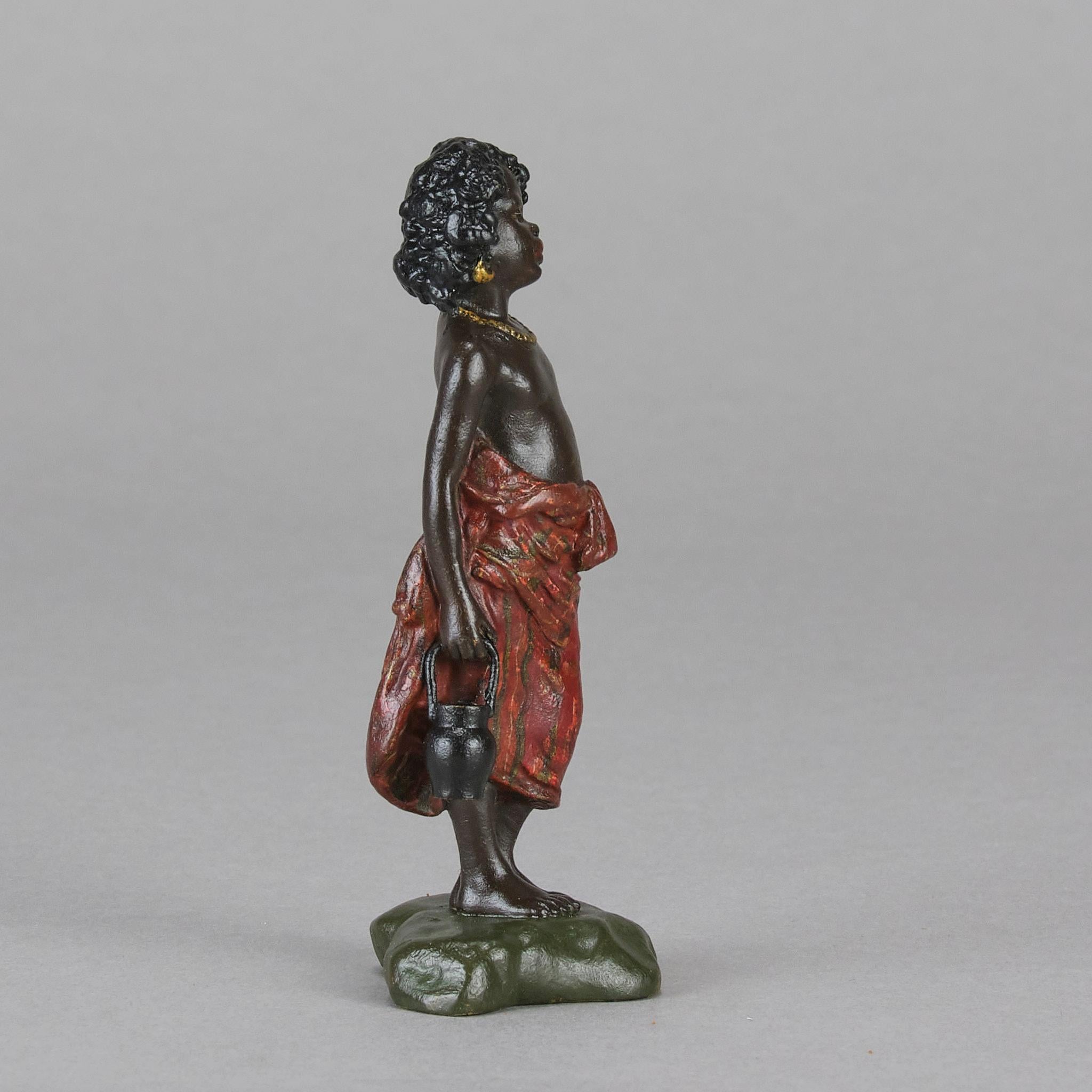 Moulage Sculpture en bronze du début du 20e siècle peinte à froid 