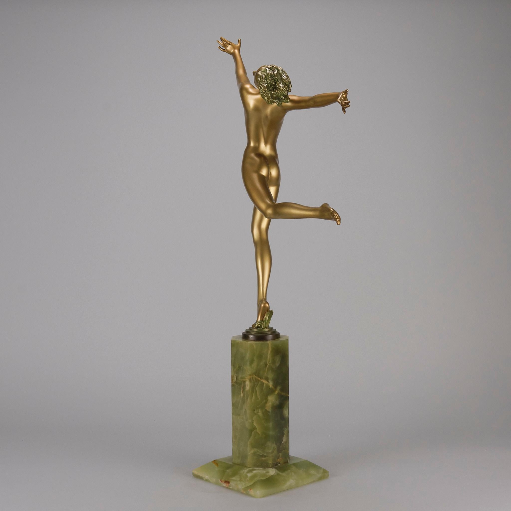 Cold-bemalte Bronzeskulptur „Deco-Tänzer“ aus dem frühen 20. Jahrhundert von Josef Lorenzl im Angebot 4