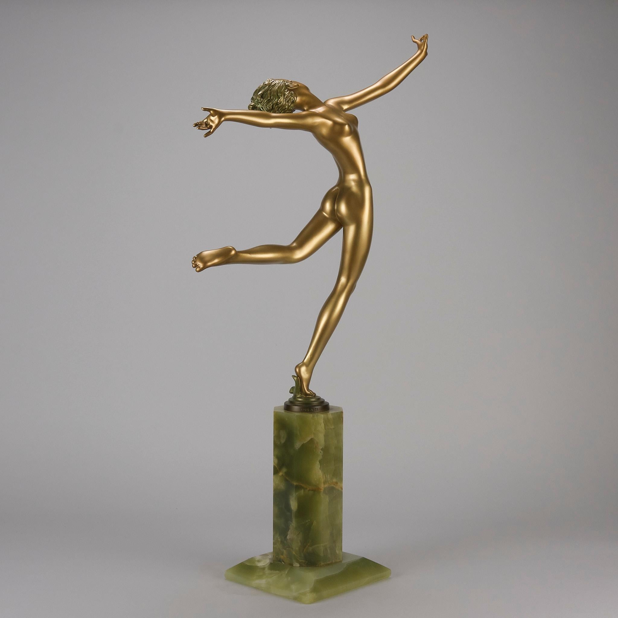 Cold-bemalte Bronzeskulptur „Deco-Tänzer“ aus dem frühen 20. Jahrhundert von Josef Lorenzl im Angebot 2