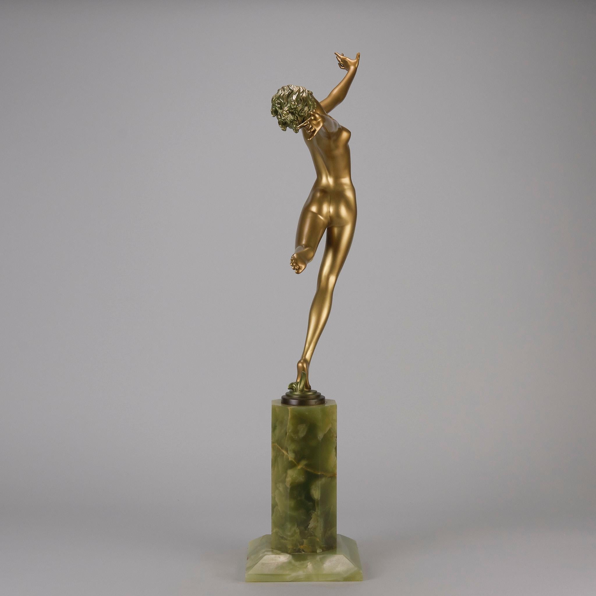 Cold-bemalte Bronzeskulptur „Deco-Tänzer“ aus dem frühen 20. Jahrhundert von Josef Lorenzl im Angebot 3