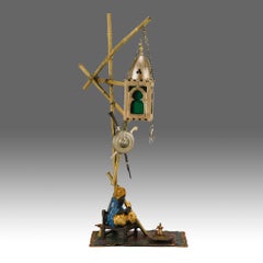 „Sitzende arabische Lampe“ aus kaltbemalter Bronze von Franz Bergman, Anfang des 20. Jahrhunderts