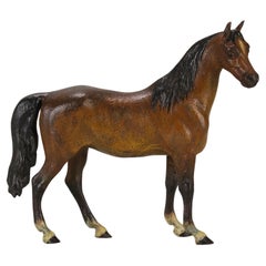Cold-bemalte Bronze „Stückendes Pferd“ von Franz Bergman aus dem frühen 20. Jahrhundert