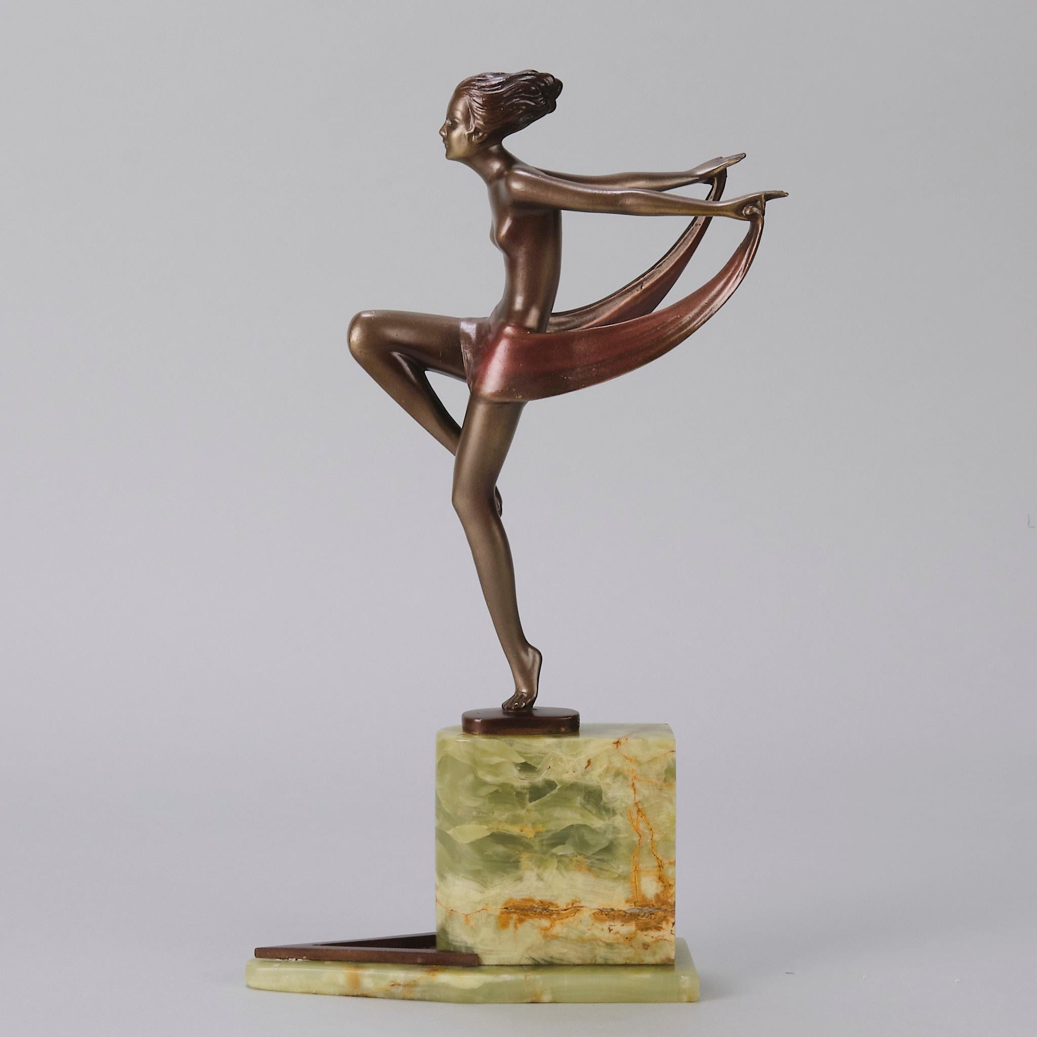 Art Déco Studio in bronzo dipinto a freddo dei primi del Novecento intitolato 