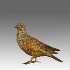 Early 20th Century Cold-Painted Bronze Study "Golden Pigeon" by Franz Bergman