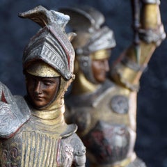 Early 20th Century Cold Painted Spelter Candle Stick Figures