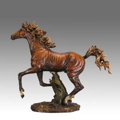 Early 20th Century Cold-Painted Vienna Bronze entitled "Galloping Horse"