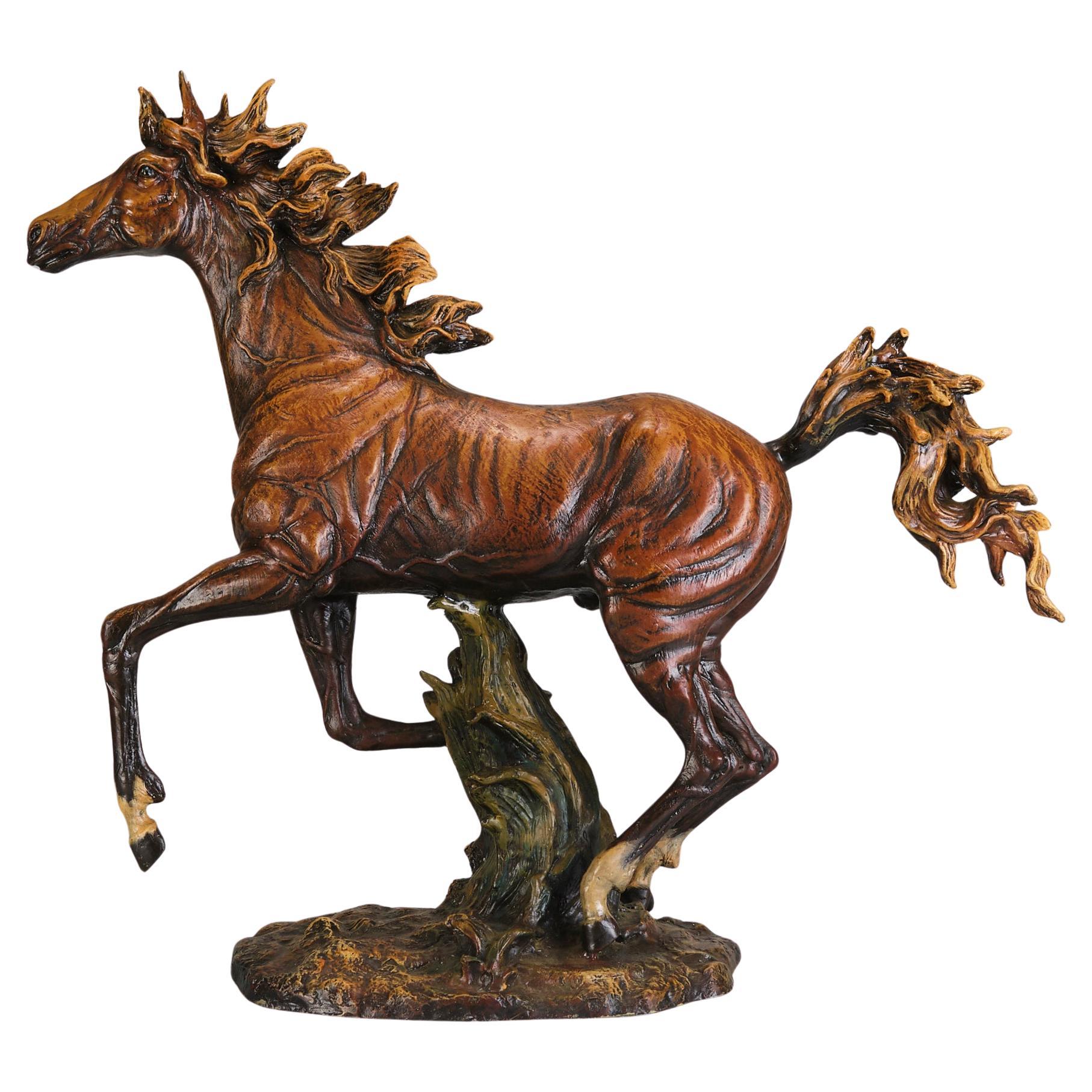 Early 20th Century Cold-Painted Vienna Bronze entitled "Galloping Horse"