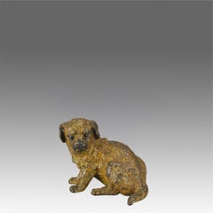 Early 20th Century Cold-Painted Vienna Bronze Study "Seated Puppy"