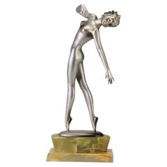 Early 20th Century Cold-Paitned Austrian Bronze "Phoebe" by Josef Lorenzl
