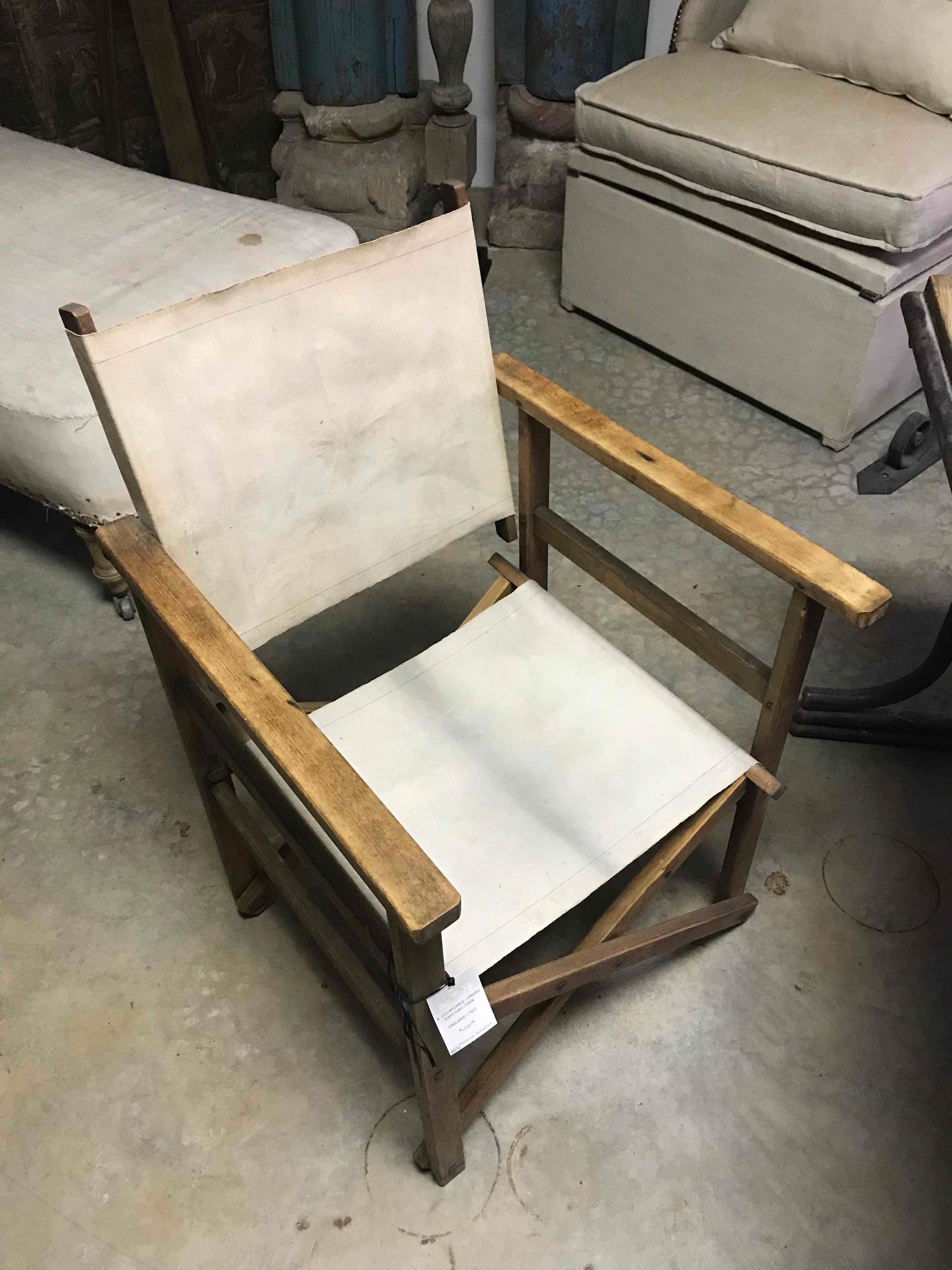 Early 20th century collapsable canvas director's chair. 