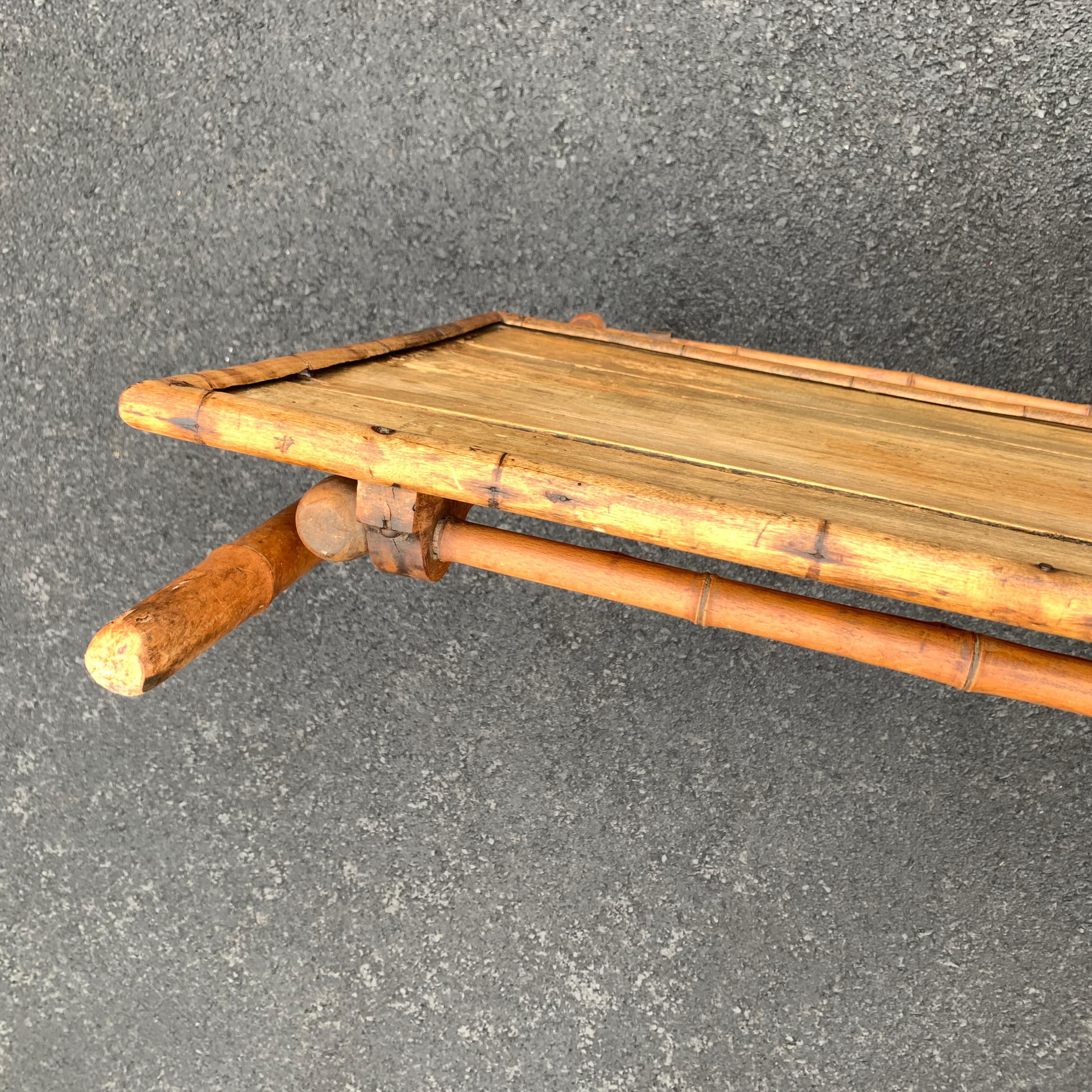 Early 20th Century Collapsible Bamboo Side Table For Sale 7