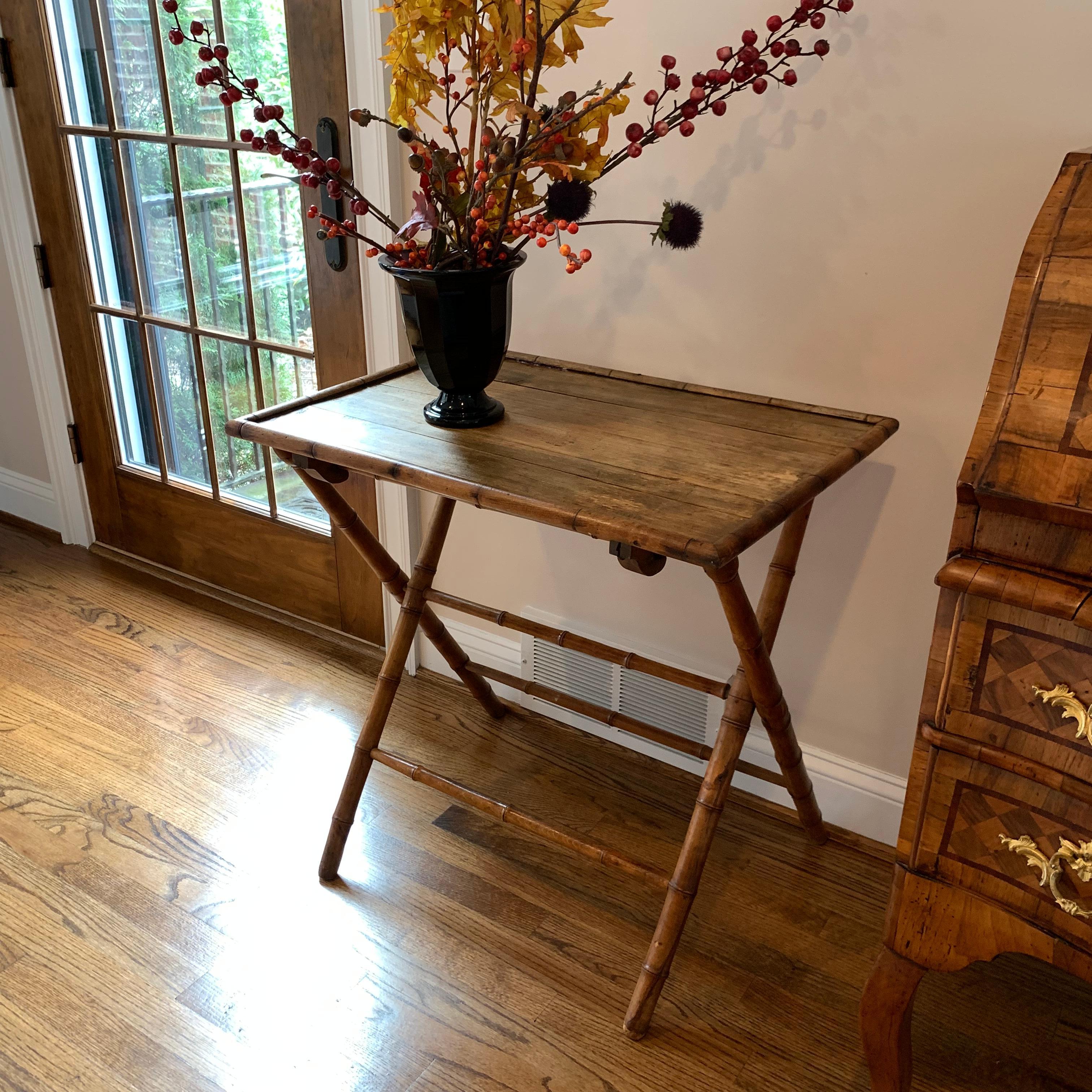Early 20th Century Collapsible Bamboo Side Table For Sale 10