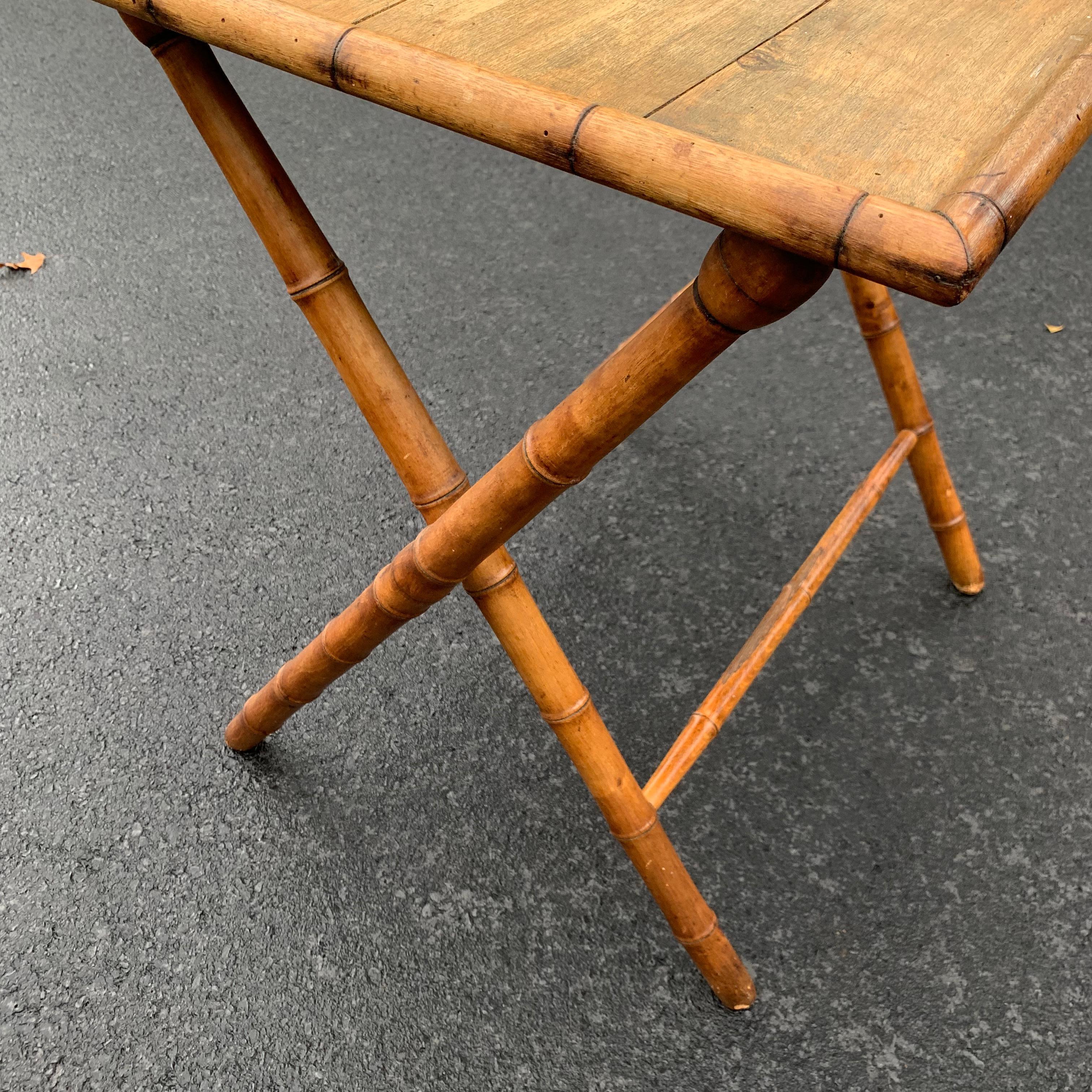Early 20th Century Collapsible Bamboo Side Table For Sale 3