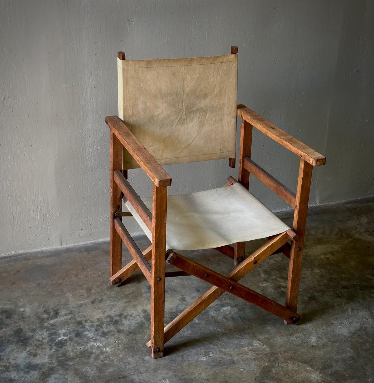 Silla de director plegable de lona de principios del siglo XX Inglés en venta